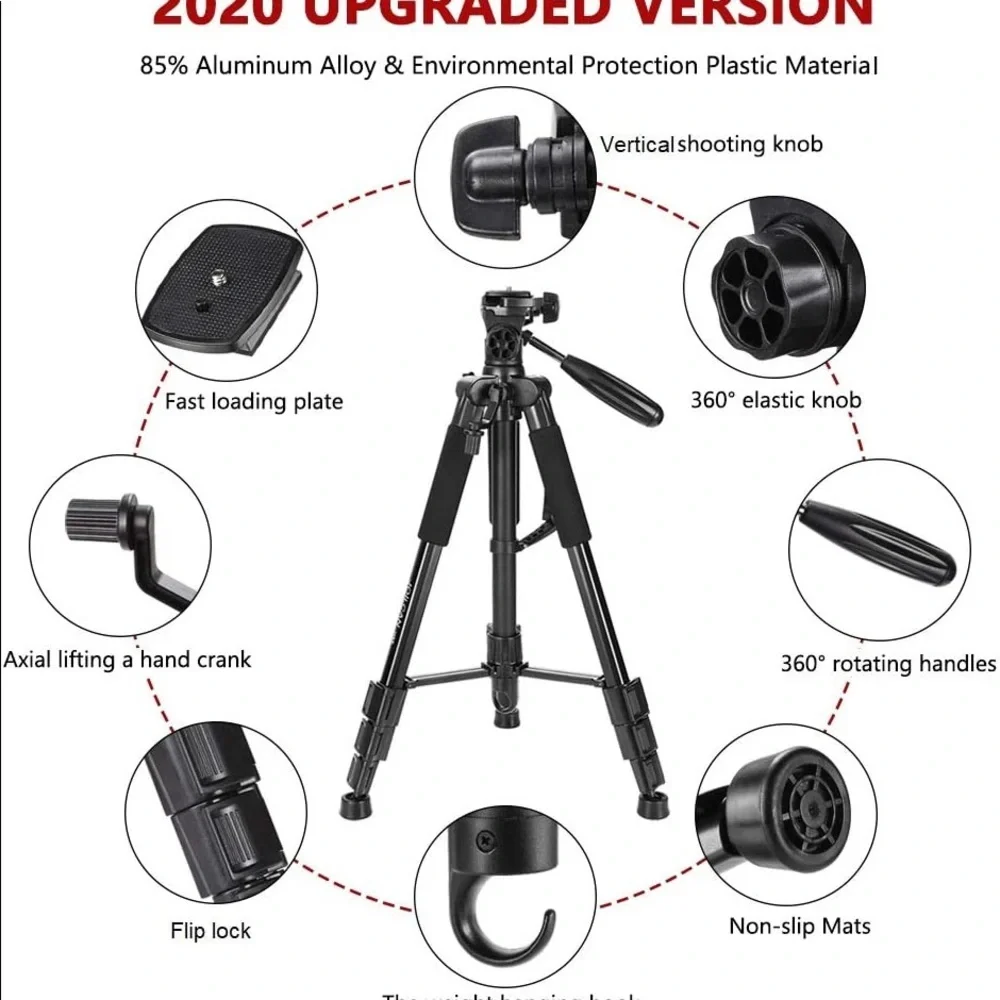 Monopod (67 Inches) and Tripod (56 Inch) Combo Pack for DSLR Camera GoPro Video